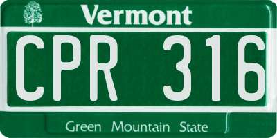 VT license plate CPR316