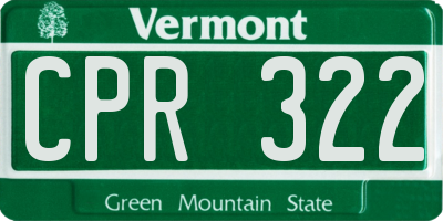 VT license plate CPR322