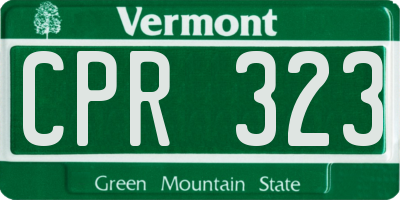 VT license plate CPR323