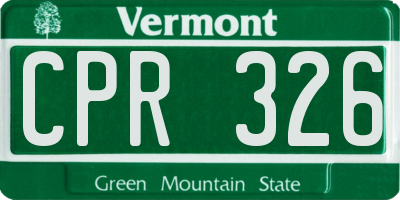 VT license plate CPR326