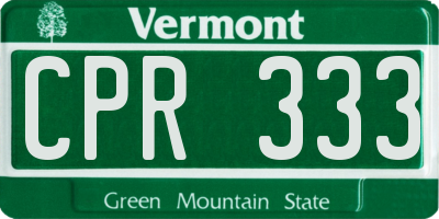 VT license plate CPR333