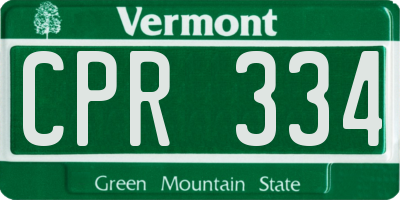 VT license plate CPR334