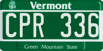 VT license plate CPR336