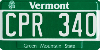 VT license plate CPR340