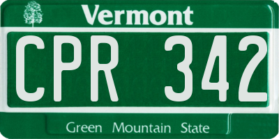 VT license plate CPR342