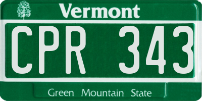 VT license plate CPR343