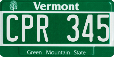VT license plate CPR345