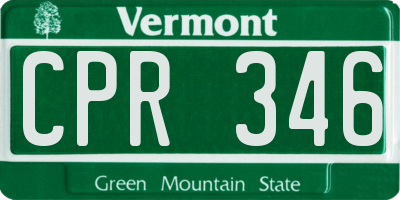 VT license plate CPR346