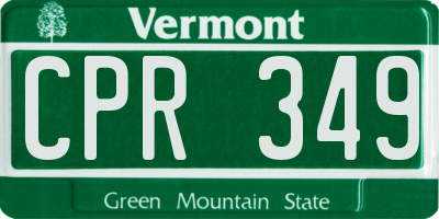 VT license plate CPR349