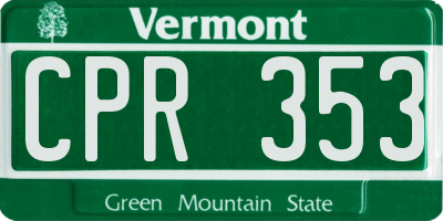 VT license plate CPR353