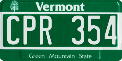 VT license plate CPR354