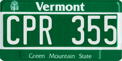 VT license plate CPR355