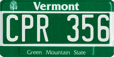 VT license plate CPR356