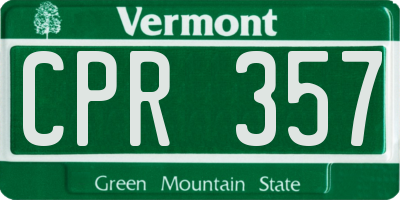 VT license plate CPR357