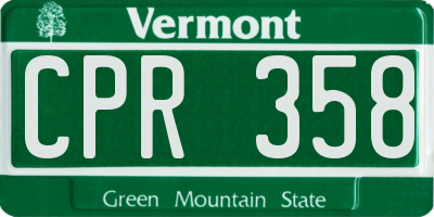 VT license plate CPR358