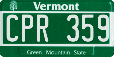 VT license plate CPR359