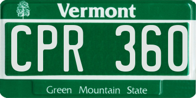 VT license plate CPR360