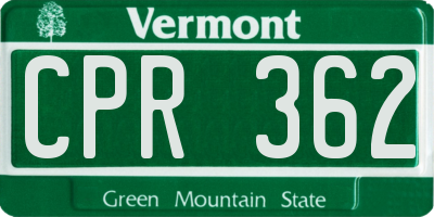 VT license plate CPR362