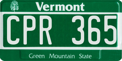 VT license plate CPR365