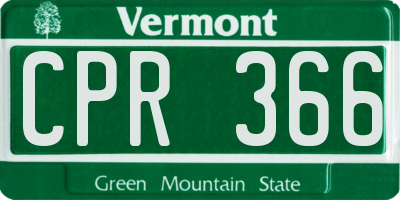 VT license plate CPR366