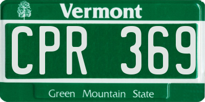 VT license plate CPR369