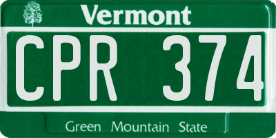 VT license plate CPR374