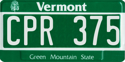 VT license plate CPR375