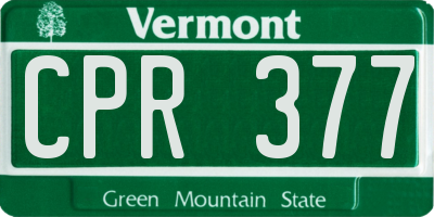 VT license plate CPR377