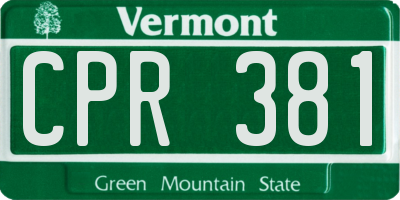 VT license plate CPR381