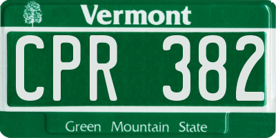 VT license plate CPR382