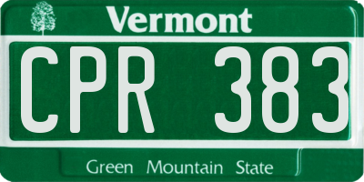 VT license plate CPR383