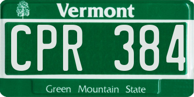 VT license plate CPR384