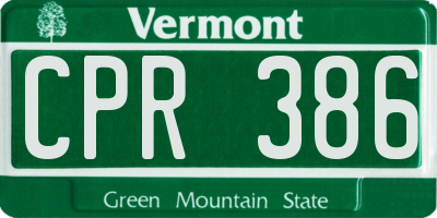 VT license plate CPR386