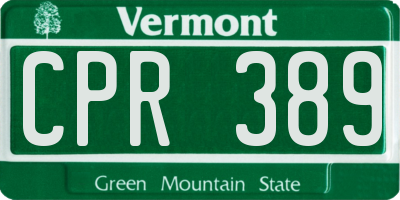 VT license plate CPR389