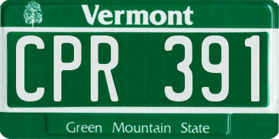 VT license plate CPR391