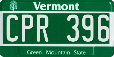 VT license plate CPR396