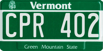 VT license plate CPR402