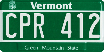 VT license plate CPR412