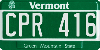 VT license plate CPR416