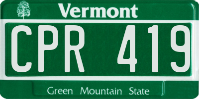 VT license plate CPR419