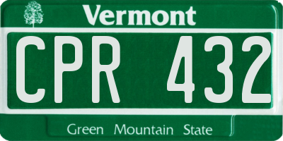 VT license plate CPR432