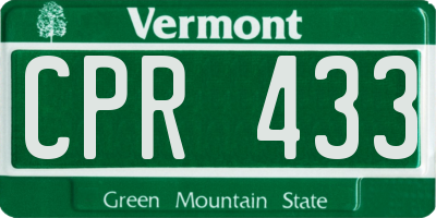 VT license plate CPR433