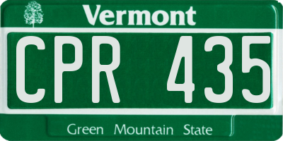 VT license plate CPR435