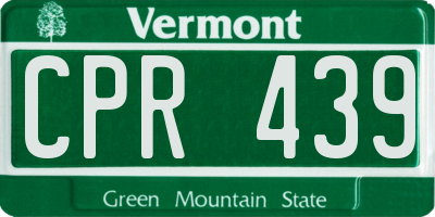 VT license plate CPR439
