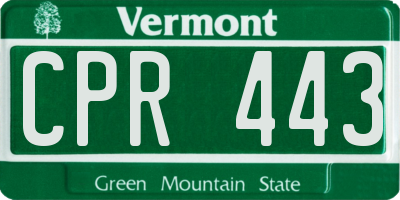 VT license plate CPR443