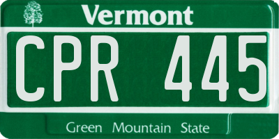 VT license plate CPR445