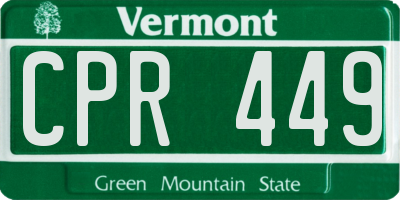 VT license plate CPR449