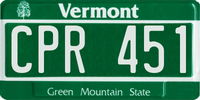 VT license plate CPR451