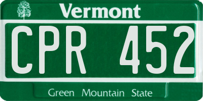 VT license plate CPR452