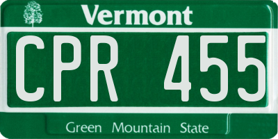 VT license plate CPR455